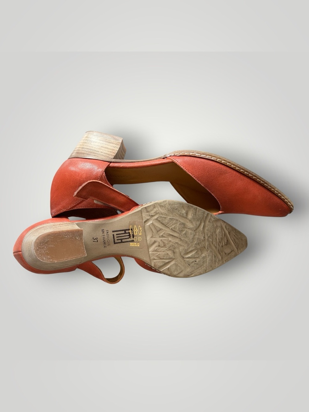 Sundance Coralise Mary Jane Heels Burnt Orange Leather Size 37 France - Picture 6 of 6